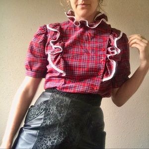 80s Plaid Blouse